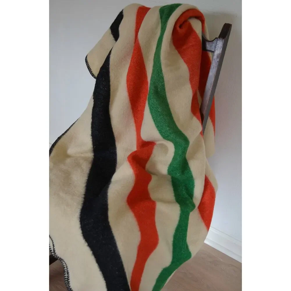 Vintage Wool Striped Multicolor Camp Blanket